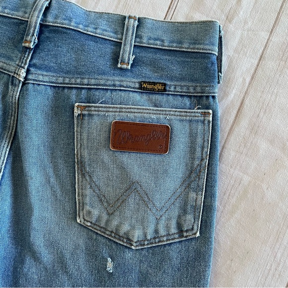 Wrangler 945DEN Jeans Mens 34x36 Blue Regular Fit Faded Whiskering Bootcut Flare - Picture 8 of 16